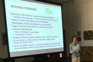 Speaking to the West Shore UU Church's Elder Support Group, Janet Rowe shares her husband's experience with Oregon's Death with Dignity Act.